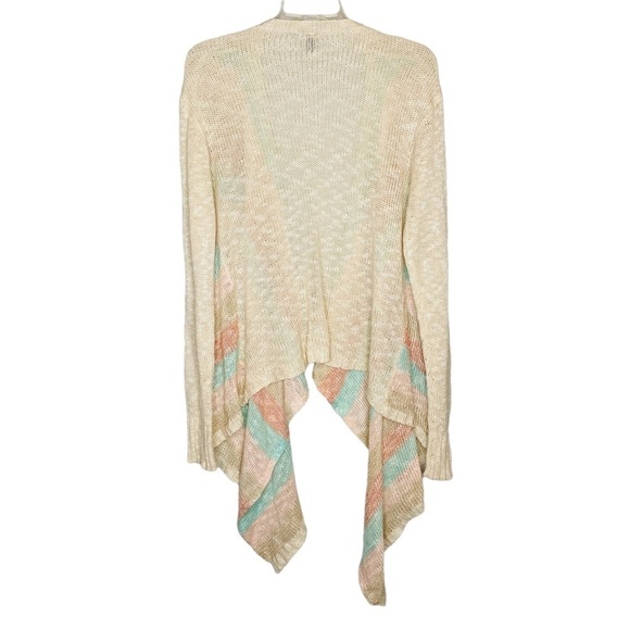 Hi-Lo Striped Open Front Waterfall Cardigan Knit Kimono - Picture 5 of 11